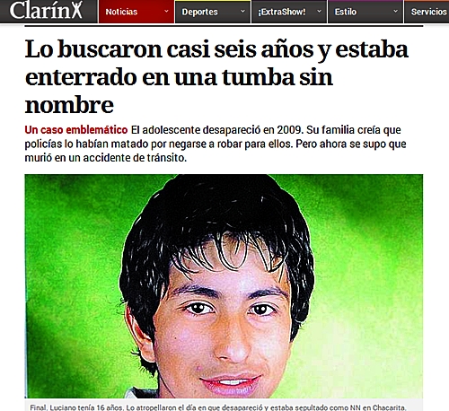 Fig. 2: El diario Clarín niega la hipótesis de asesinato.