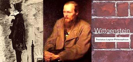 Figura 6. Morse analiza la metrópolis como tema para la ficción, rastreando la imagen de la ciudad en la literatura. El Paris de Baudelaire, el San Petersburgo de Dostoievski, la Viena de Wittgenstein son referentes obligados en su obra. Izquierda, Pintura de Lui-meme (1844) sobre Paris, Baudelaire, y la influencia del Hashis en su obra; centro, Fedor Dostoievski; y derecha, Wittgenstein: producción cultural de la periferia.